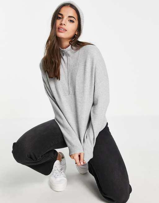 Half zip hotsell grey jumper