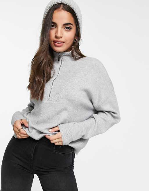 Grey half zip jumper on sale womens