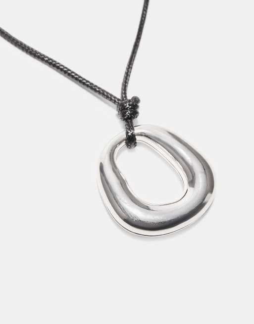 Stradivarius – Halsband med snöre och silverfärgat hänge, 3 av 4