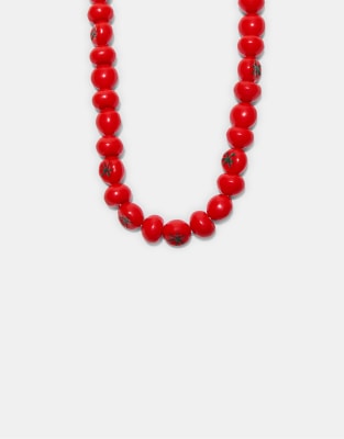 Stradivarius - Halskette mit mehreren Tomaten-Verzierungen in Rot