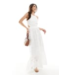 [Stradivarius] Stradivarius halter neck lace dress in white L WHITE