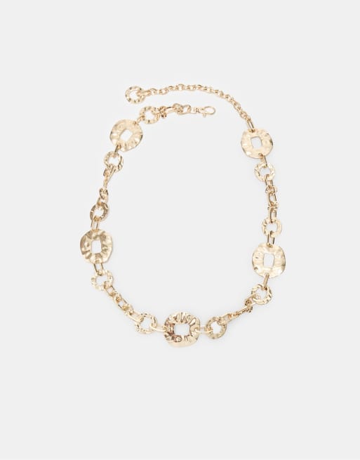 Stradivarius Hammered ring metal belt in gold, 4 of 4