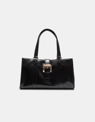 Stradivarius - Handtasche aus Kunstleder in Schwarz
