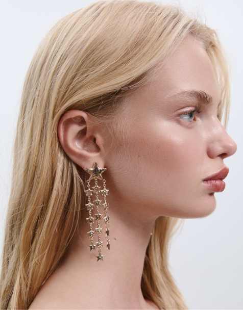 Stradivarius – Hängeohrringe in Gold-Optik mit Sterndesign - view 1