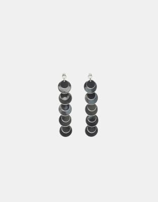 Stradivarius - Hängeohrringe in Grau mit geschichteten, großen und kleinen ovalen Scheiben