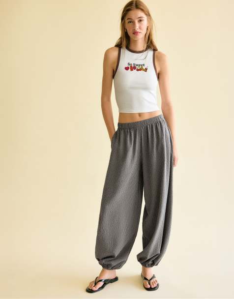 Stradivarius Haribo print racerback t-shirt in ecru - view 1