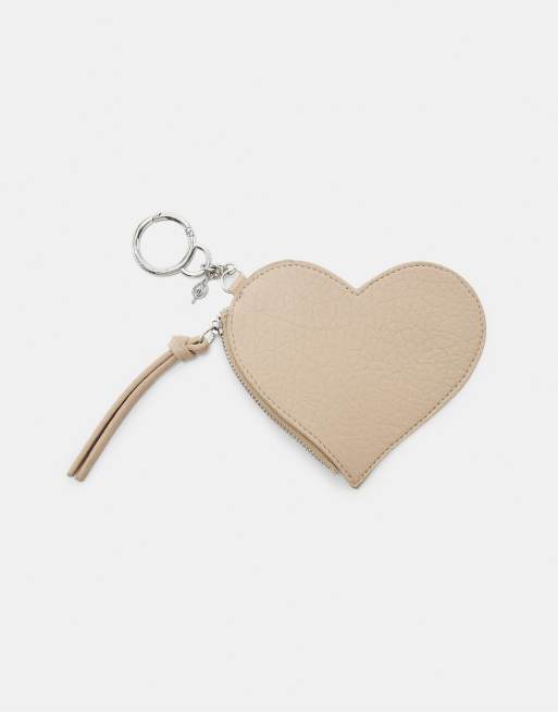 Stradivarius Heart mirror purse charm keyring in ecru, 4 of 4