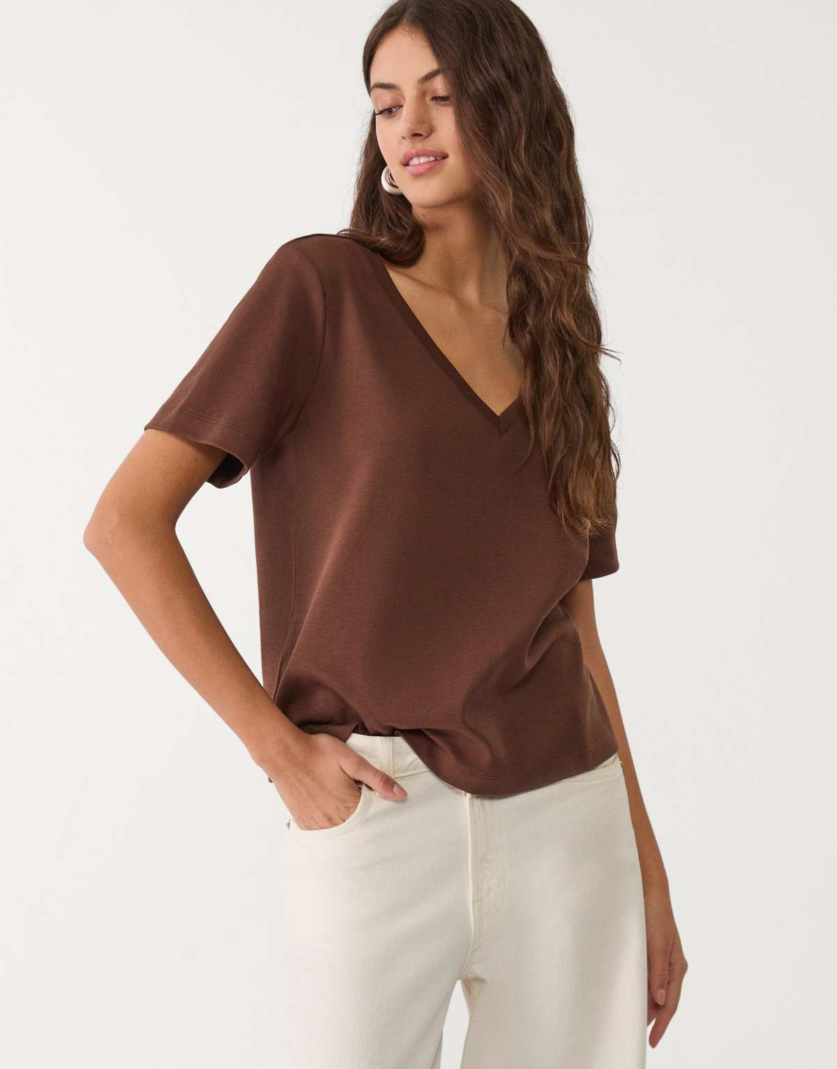 Stradivarius heavyweight regular fit t-shirt in brown