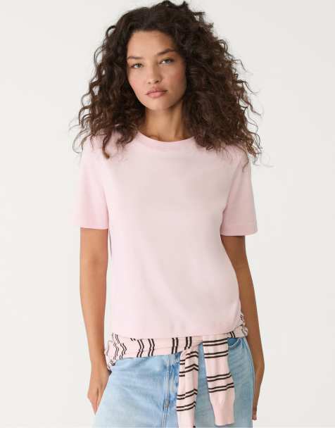 Stradivarius heavyweight regular fit t-shirt in pastel pink - view 1