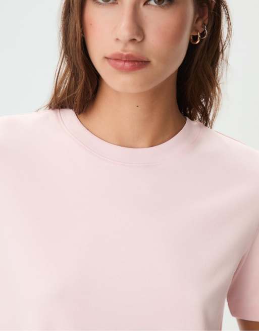 Stradivarius heavyweight regular fit t-shirt in pastel pink, 3 of 7