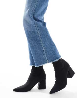 Stradivarius Heeled Ankle Boot In Black With Chunky Heel
