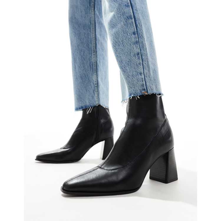 Stradivarius heeled ankle boot in black with fine heel ASOS