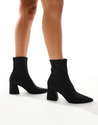 heeled ankle boots in black with chunky heels