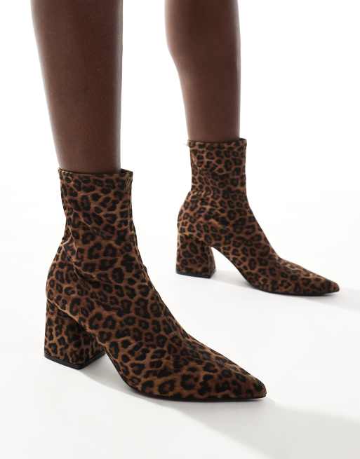 Stradivarius Heeled Ankle Boots in leopard Multi