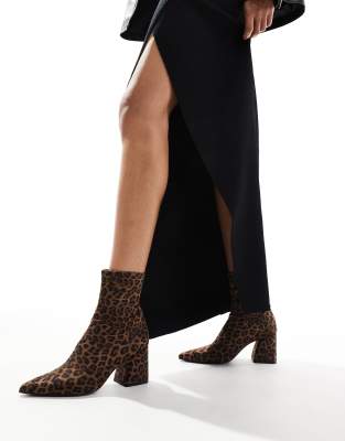 Stradivarius Heeled Ankle Boots In Leopard-multi
