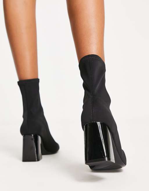 Black heeled store ankle sock boots