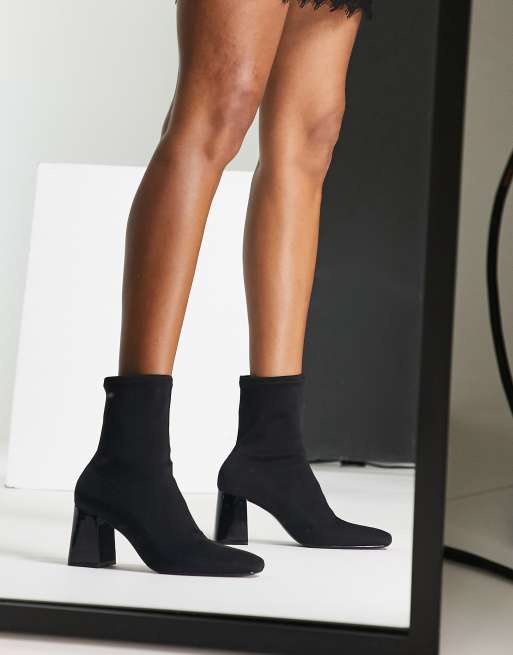 Black heel 2025 sock ankle boots