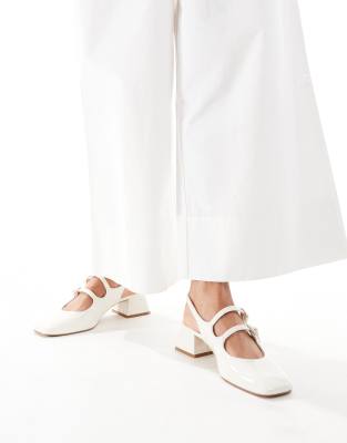 heeled mary jane shoes in ecru-White