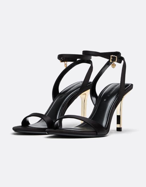 Stradivarius Heeled sandal in black, 2 of 4