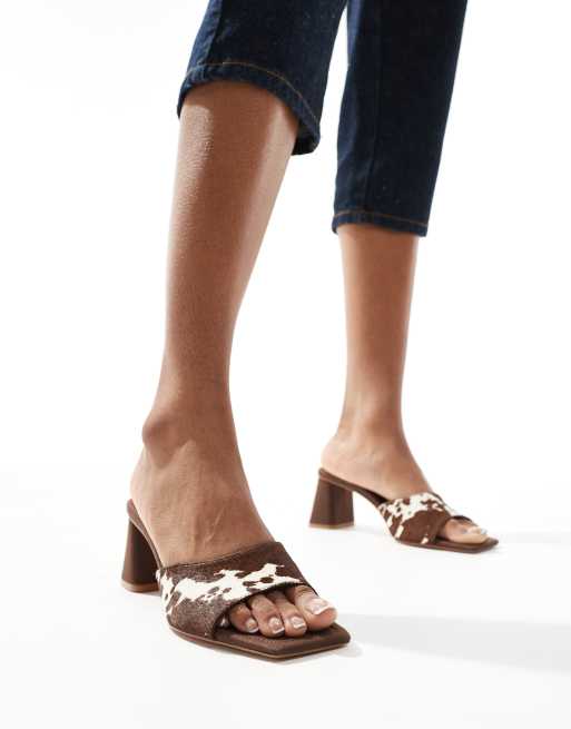 Stradivarius heeled sandal in cow print, 4 of 4