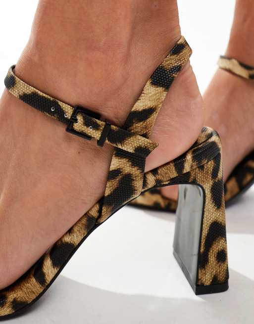 Stradivarius heeled sandal in leopard ASOS