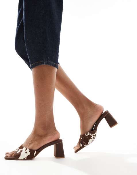 Stradivarius heeled sandals in cow print - view 1