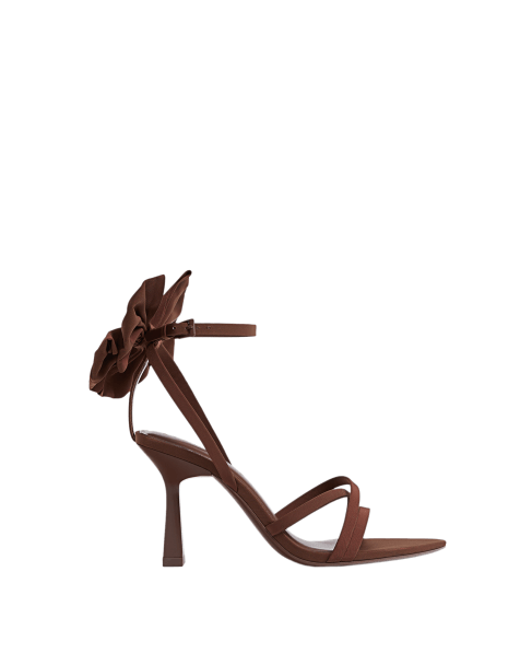 Stradivarius heeled sandals with bow in brown - view 1