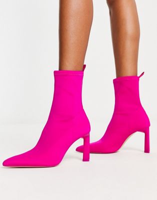 Stradivarius heeled sock boot in pink