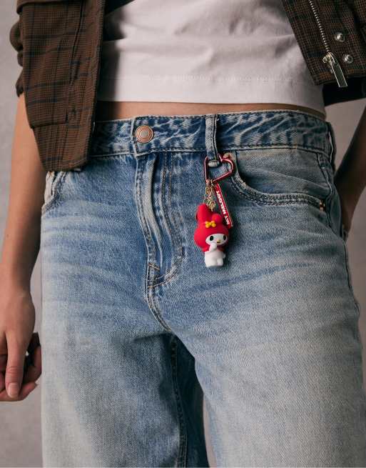 Stradivarius - Hello Kitty sleutelhanger met hangertje met My Melody-slogan in rood