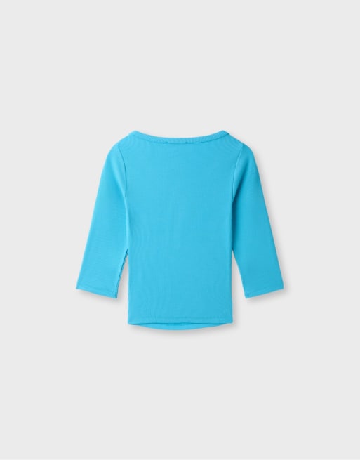 Stradivarius Henley-t-shirt i turkos, 7 av 7