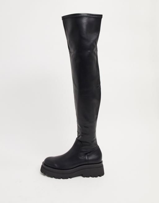 Stradivarius hi-leg chunky pull on chelsea boots in black