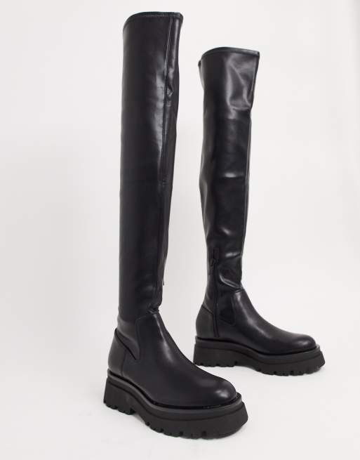 Stradivarius hi-leg chunky pull on chelsea boots in black, 4 of 4