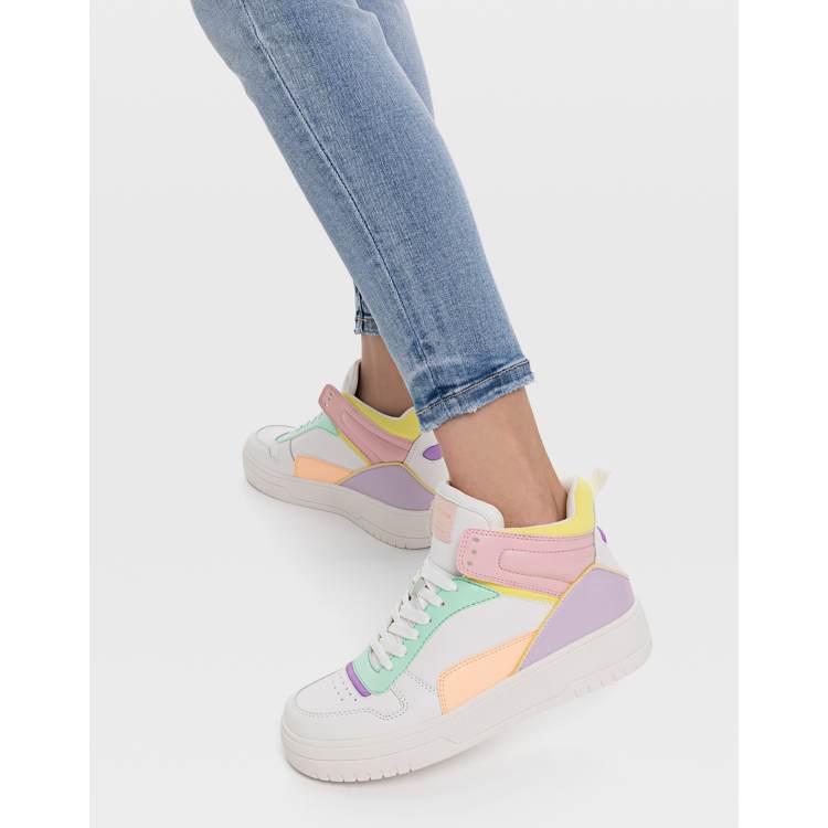 Stradivarius hi top sneakers in multi