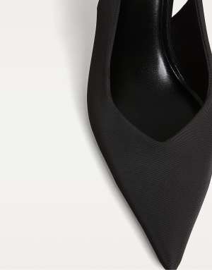 Stradivarius High-heel slingback in black in black