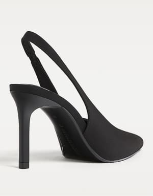 Stradivarius High-heel slingback in black in black