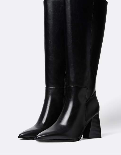 Stradivarius High-heeled boots in black