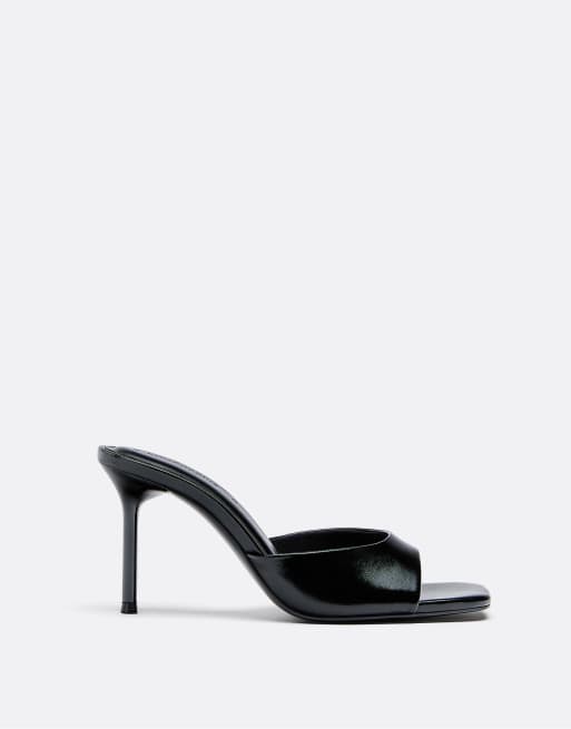 Stradivarius High heeled mules in black in black, 2 of 7