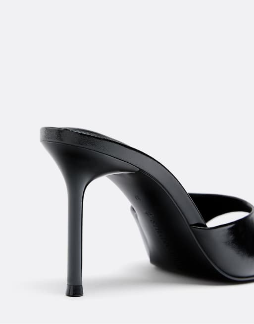 Stradivarius High heeled mules in black in black, 6 of 7