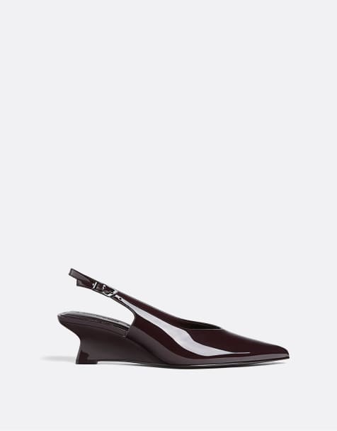 Stradivarius – High Heels in Burgunderrot mit Keilabsatz - view 1