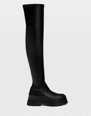 black high leg chelsea boots