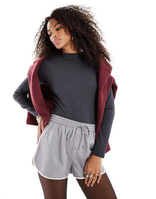 Stradivarius Stradivarius high neck bodysuit in dark grey