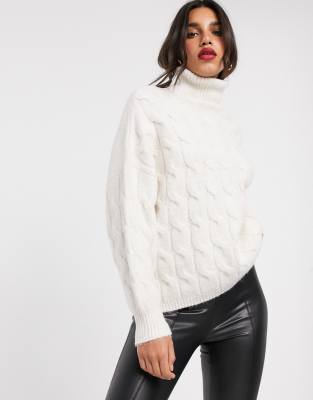 white high neck knitted jumper