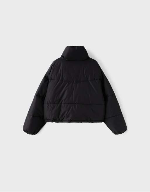 Stradivarius High neck cropped down jacket in black, 7 of 7