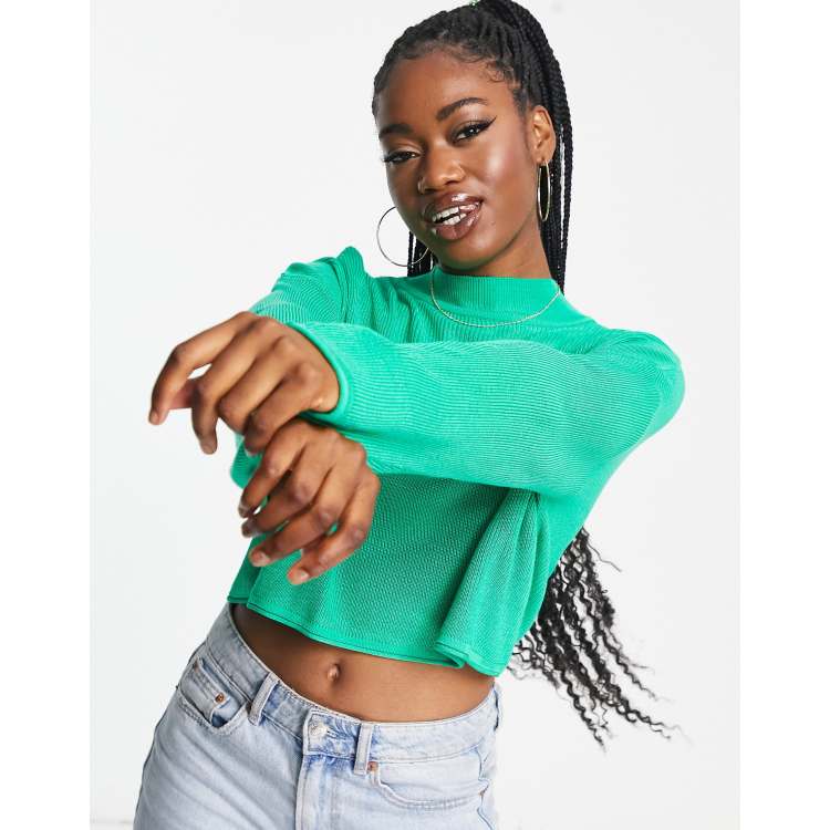 Neon green shop cropped jumper