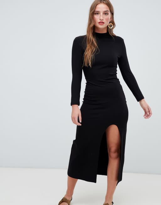 Stradivarius high neck dress in black | ASOS