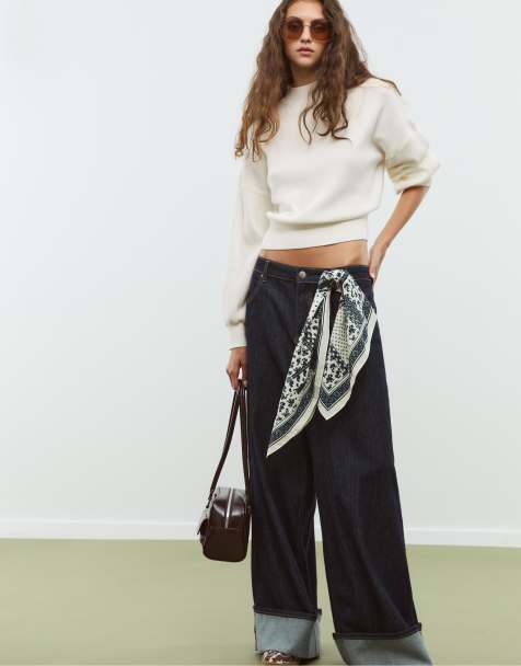 Stradivarius High neck knit sweater in ecru - view 1