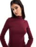 Mango leather funnel neck jacket in dark brown