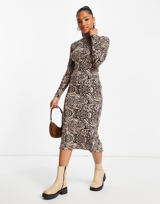 High neck animal print 2024 dress