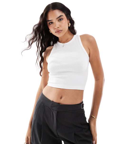 High neck crop tops