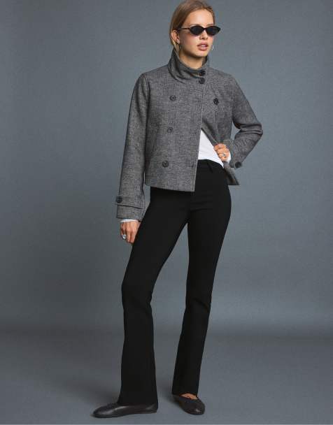 Stradivarius High neck wool-blend jacket in dark grey - view 1